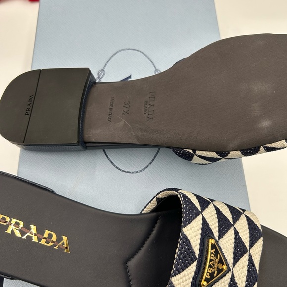 Women’s Prada triangle logo geometric slide sandals size 37.5 made in Italy - Picture 5 of 10